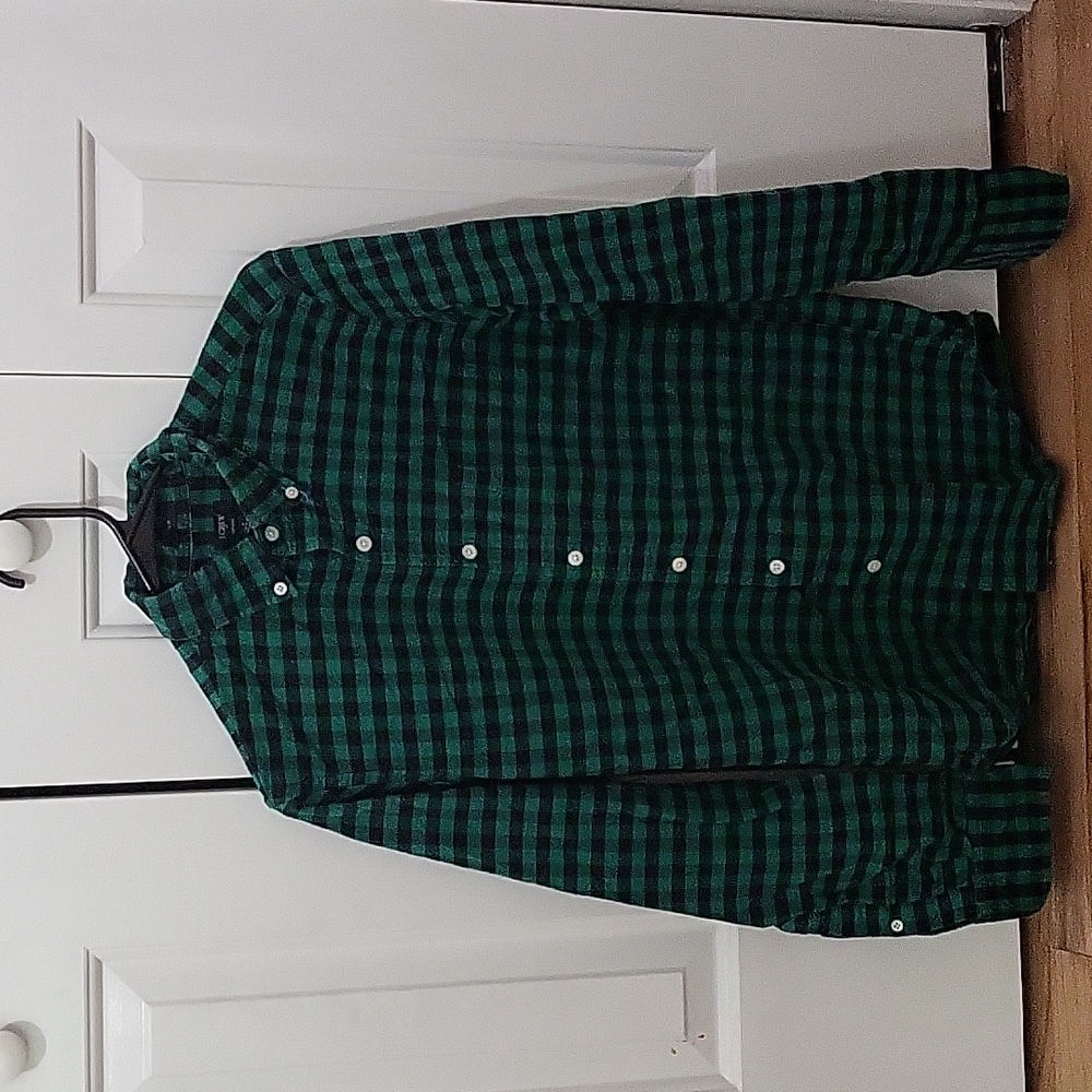 J.crew green and black button up size small
